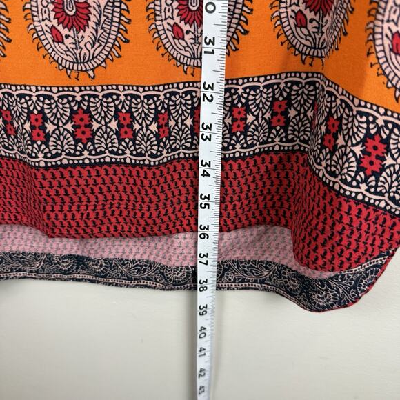 Beach Lunch Lounge Dress Womens Large Multi Paisley Geometric V-Neck Boho Resort - Picture 7 of 7